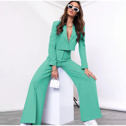 Pia Cropped Blazer and Pants Suit