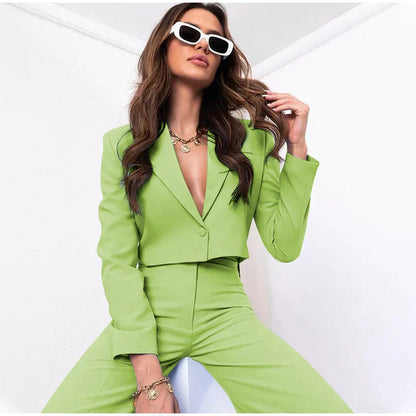 Pia Cropped Blazer and Pants Suit