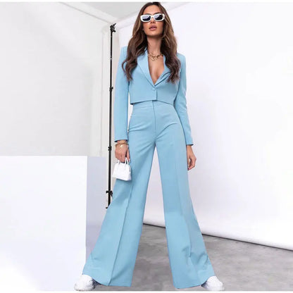 Pia Cropped Blazer and Pants Suit