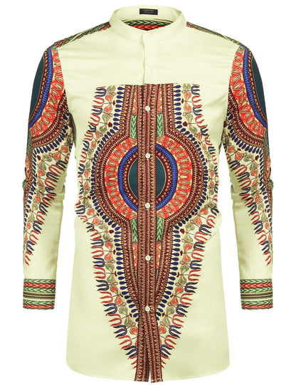 Casual Ethnic Graphic Long Shirt (US Only)