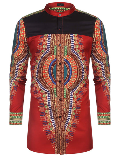 Casual Ethnic Graphic Long Shirt (US Only)