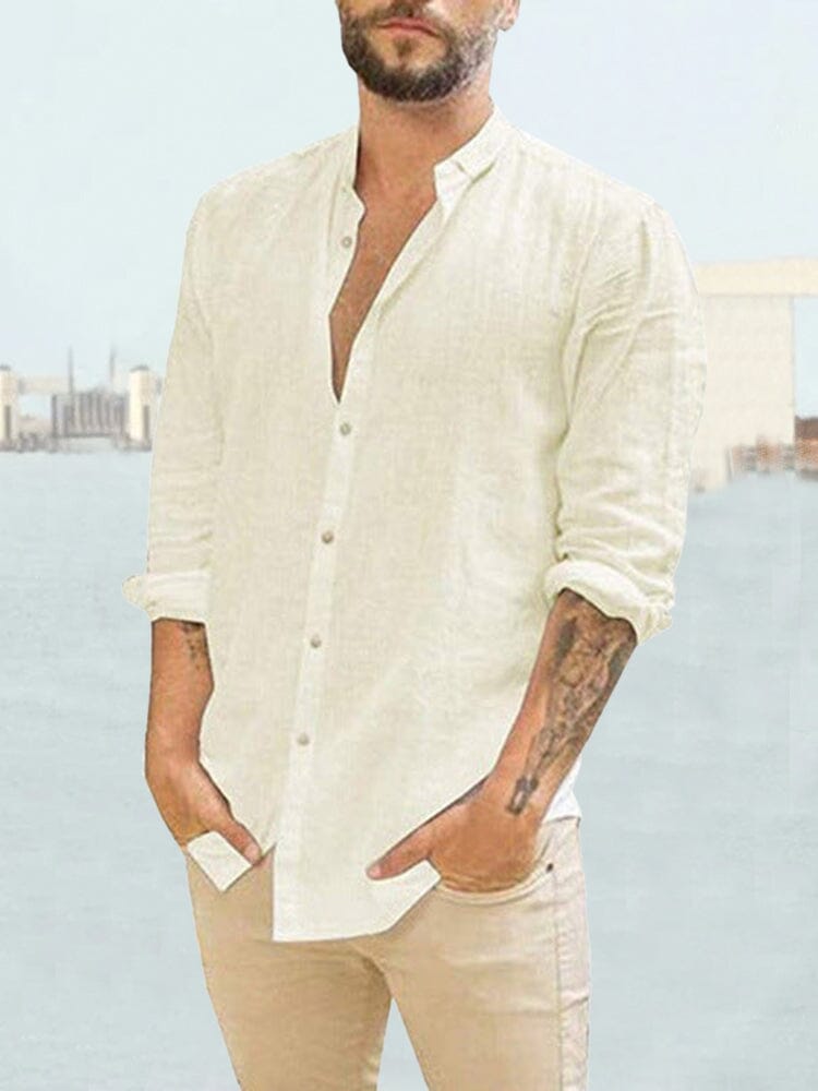 Long Sleeve Linen Style Shirt