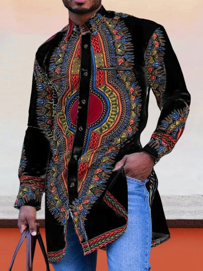 Ethnic style Graphic Long Shirt