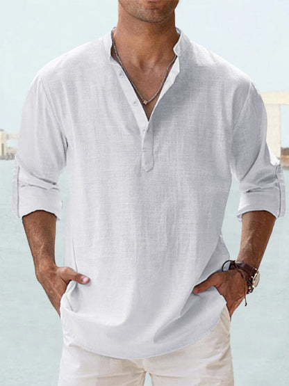 Cotton Linen Casual Long Sleeve Shirt