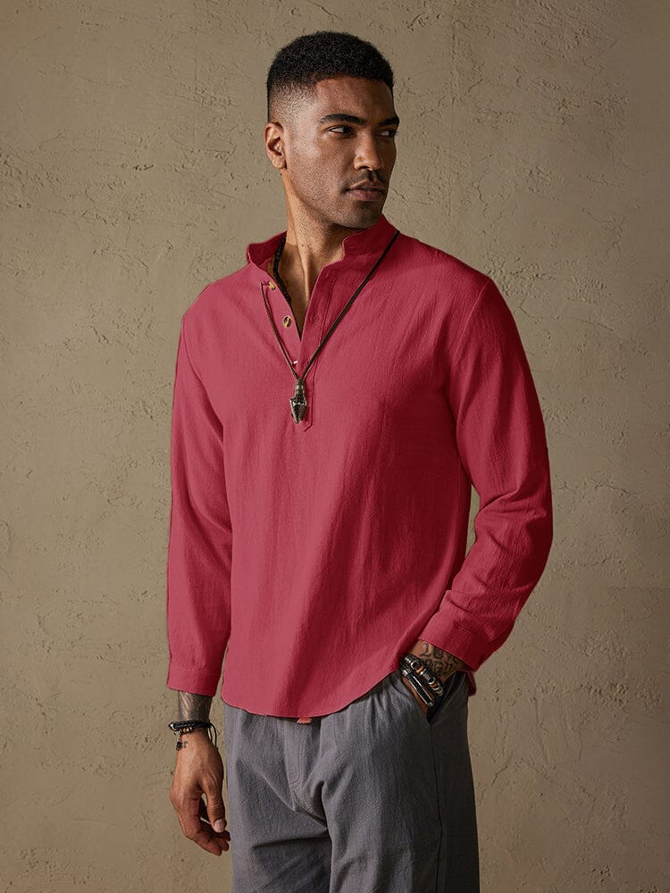 Casual Cotton Linen Solid Color Shirt