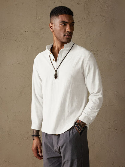 Casual Cotton Linen Solid Color Shirt