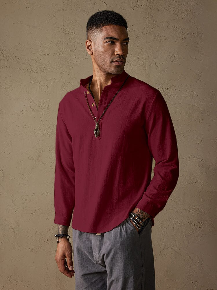 Casual Cotton Linen Solid Color Shirt