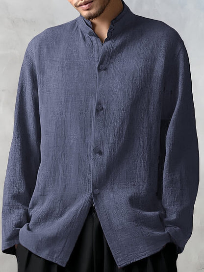 Cotton Linen Loose Fit Long Sleeve Shirt