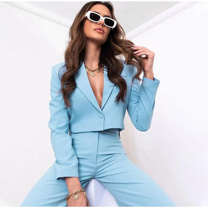 Pia Cropped Blazer and Pants Suit