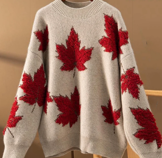 Callie Maple Leaf Pattern Pullover