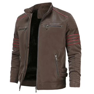 Men's motorbike leather jacket, robust and stylish