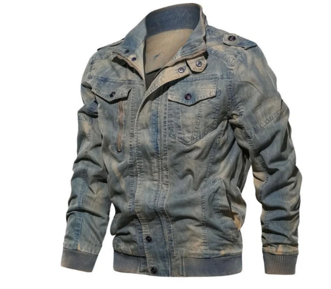 Hendrick - men's denim jacket with stand-up collar