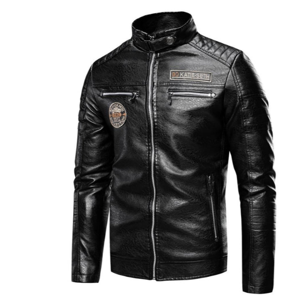 Joach - men's leather jacket with patches