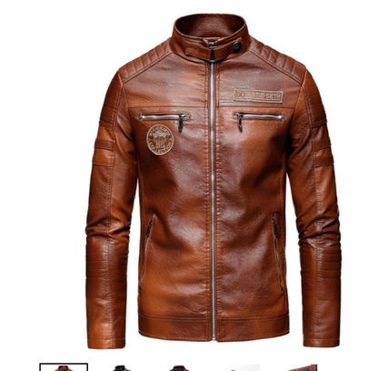 Joach - men's leather jacket with patches