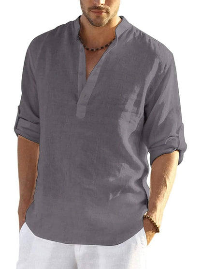 Cotton Linen Style Henley Shirt (US Only)