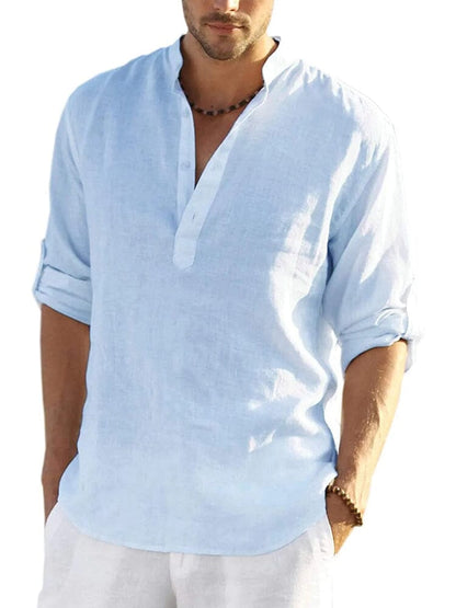 Cotton Linen Style Henley Shirt (US Only)