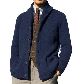 Classic knitted men's jacket with buttons