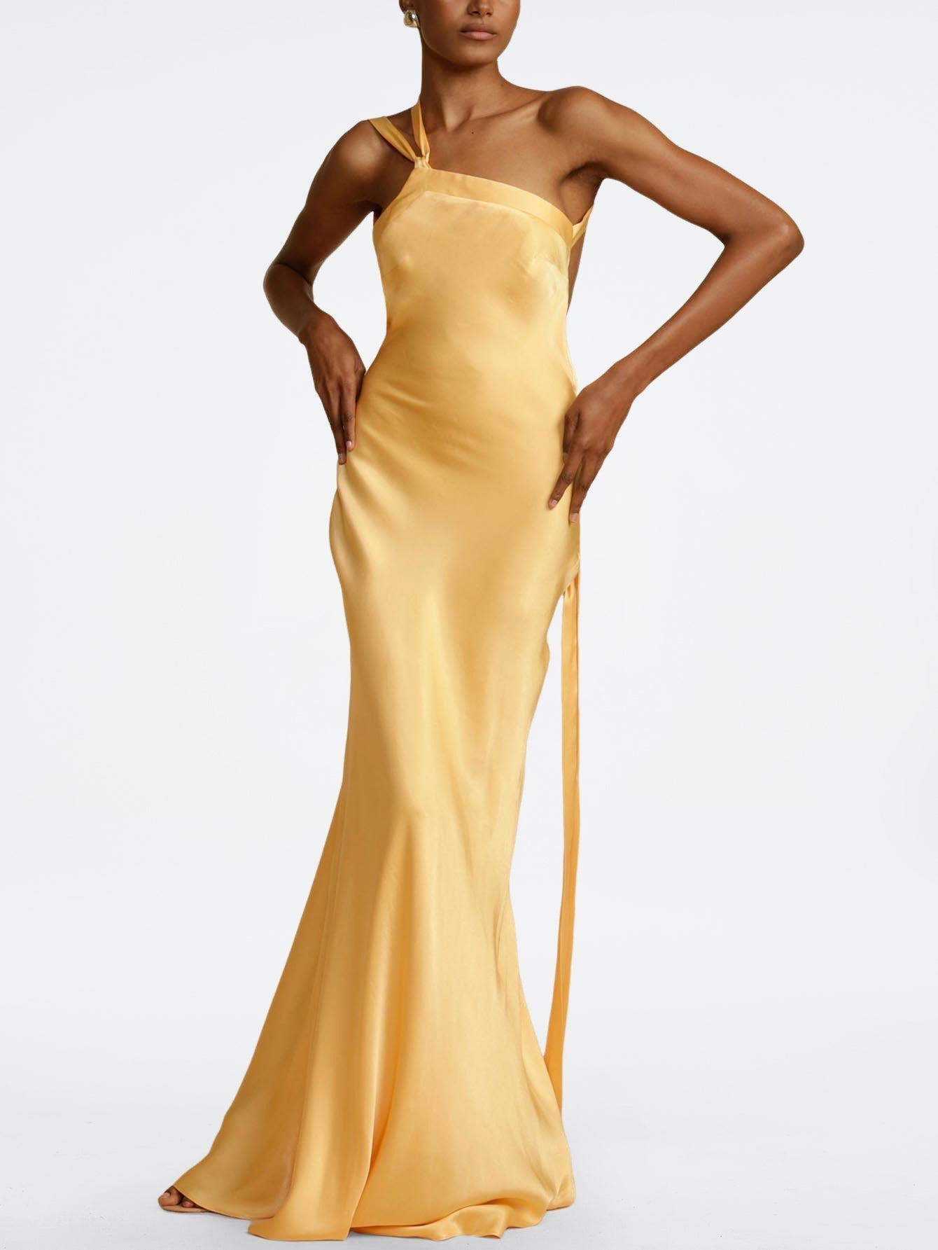 Satin Backless Tie Elegant Long Dress