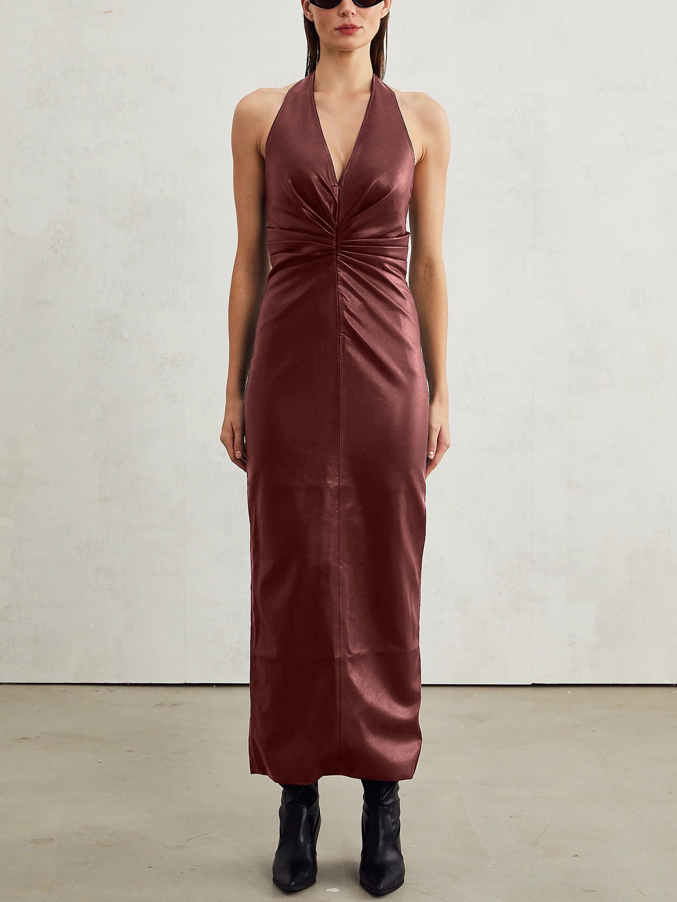 Sleek Halter Neck Maxi Dress