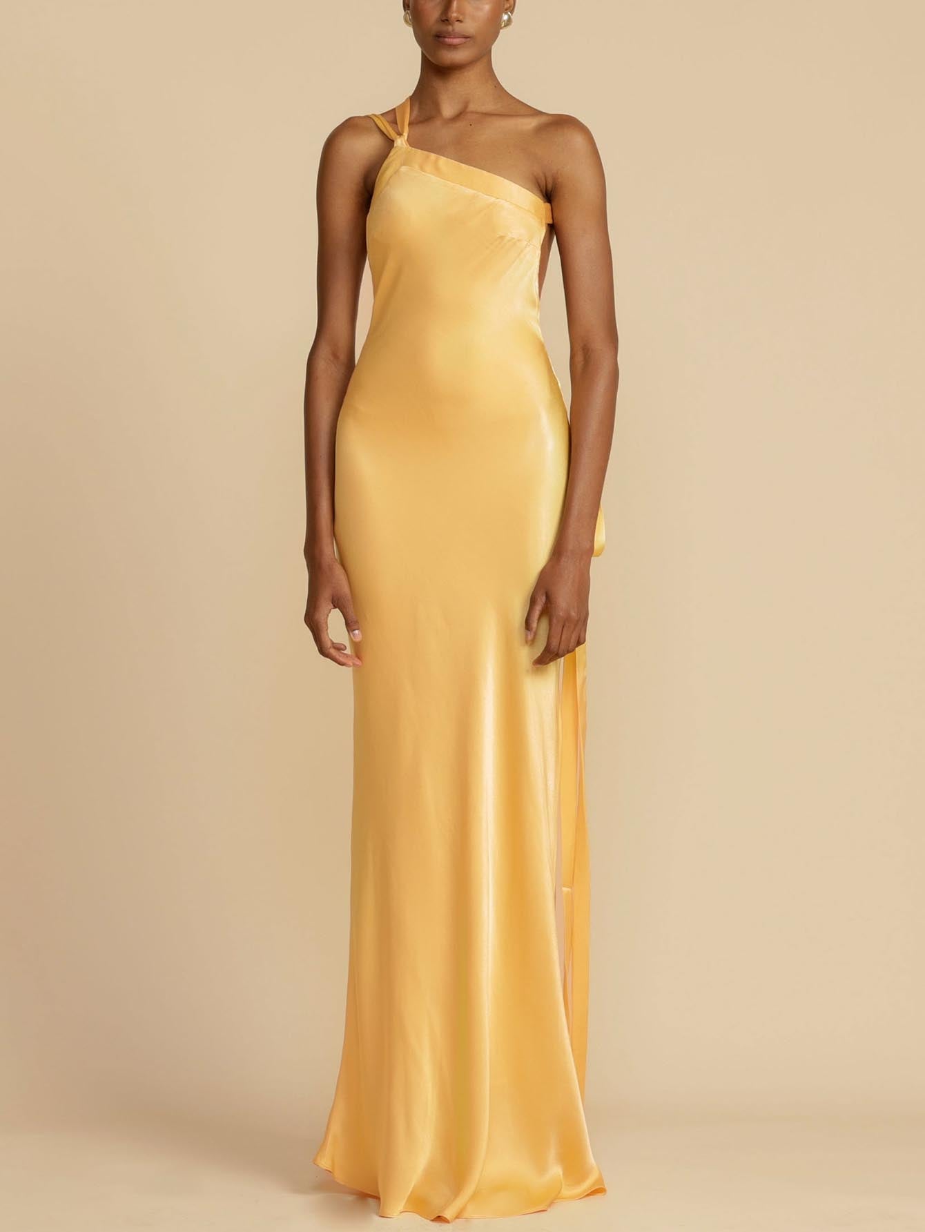 Satin Backless Tie Elegant Long Dress