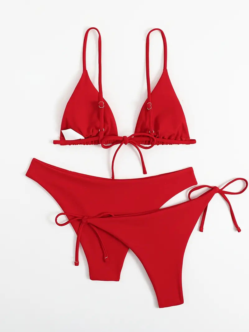 Solid Color 3 Piece Swimsuit