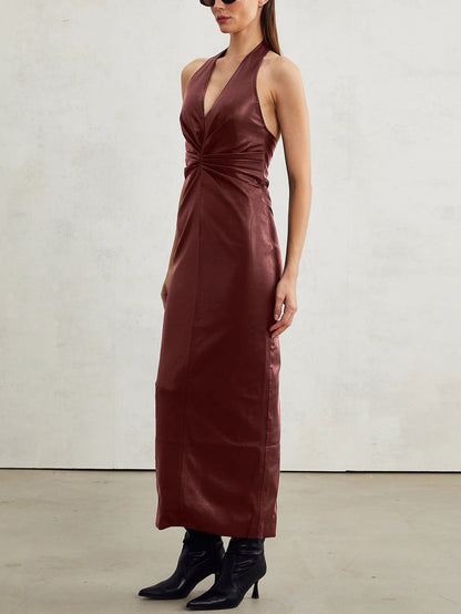 Sleek Halter Neck Maxi Dress