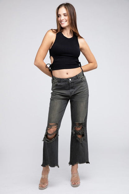 MIA DISTRESSED VINTAGE WIDE LEG PANTS