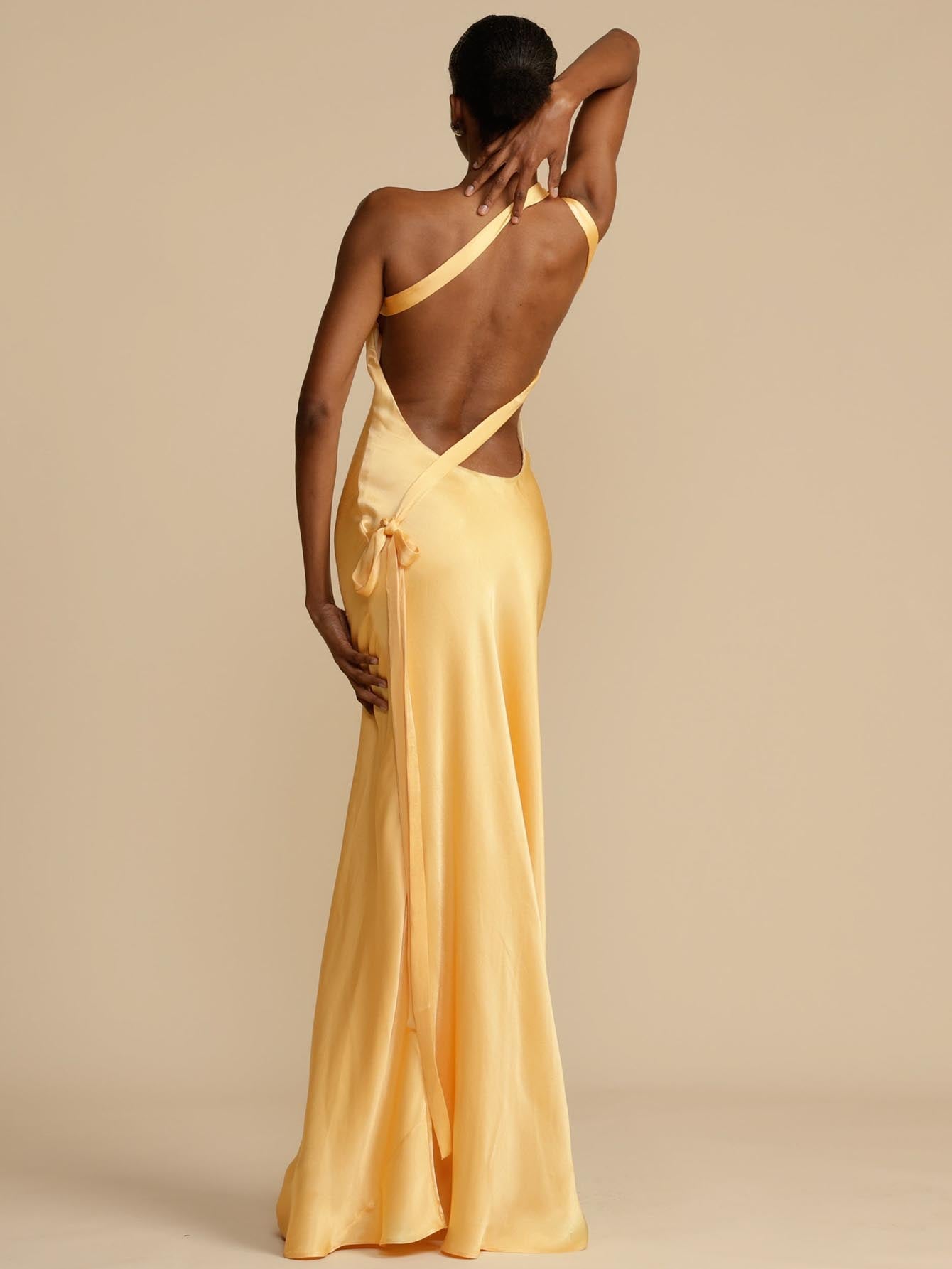 Satin Backless Tie Elegant Long Dress