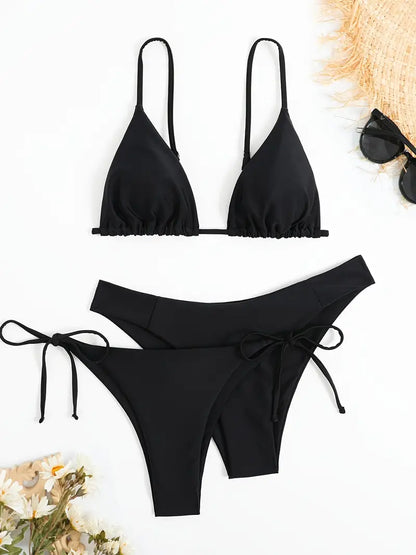 Solid Color 3 Piece Swimsuit