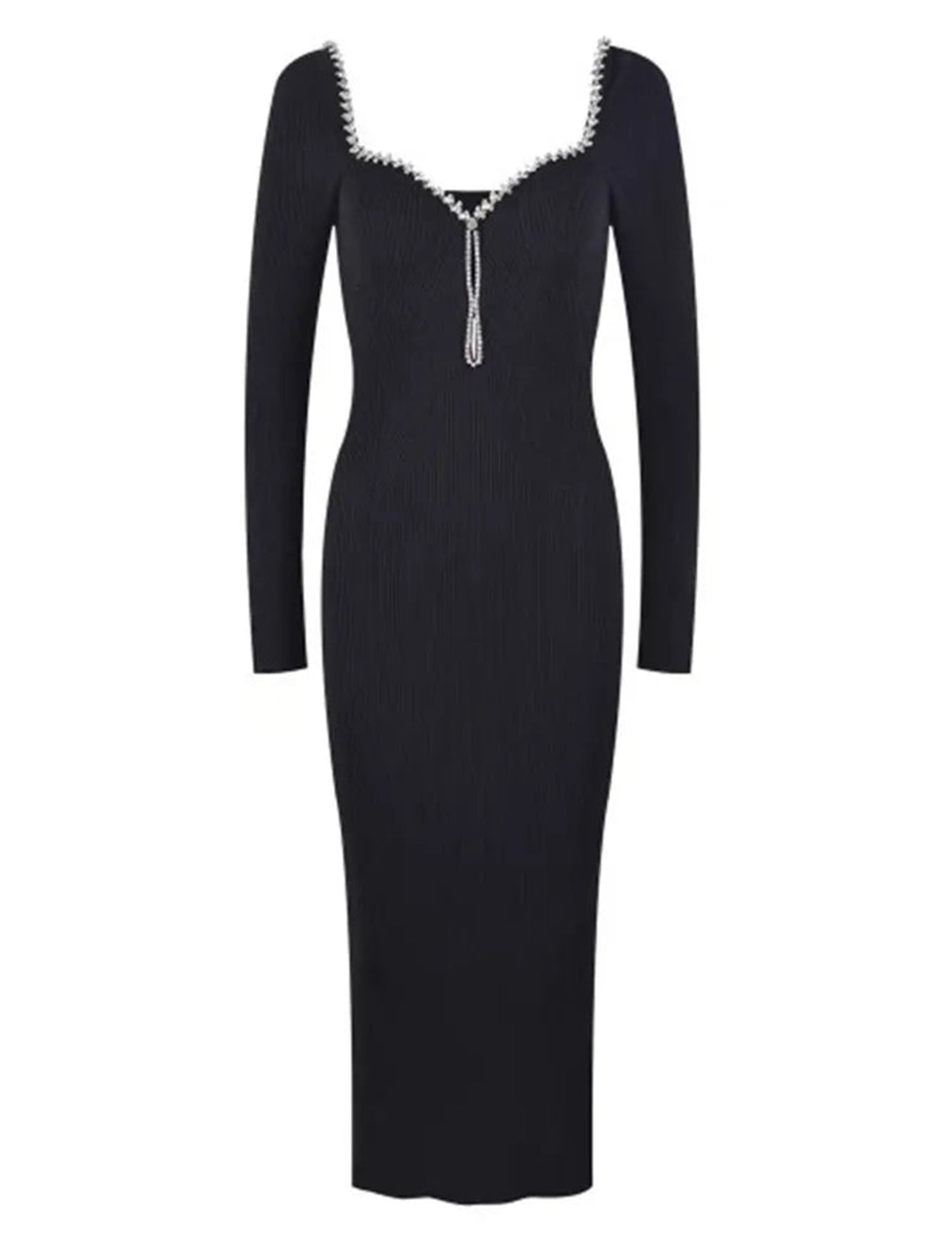 Knit Midi Dress with Crystal Detailing