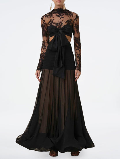 Elegant Lace Cutout Gown