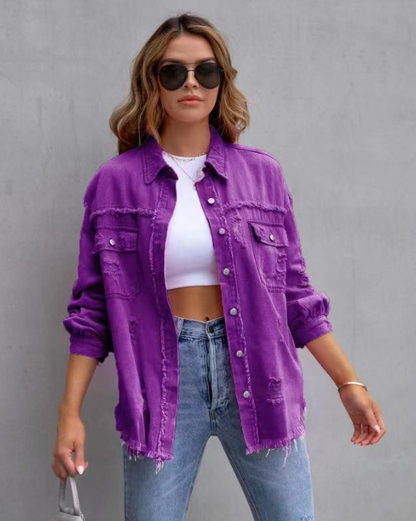 Judy - Ripped Oversized Denim Jacket