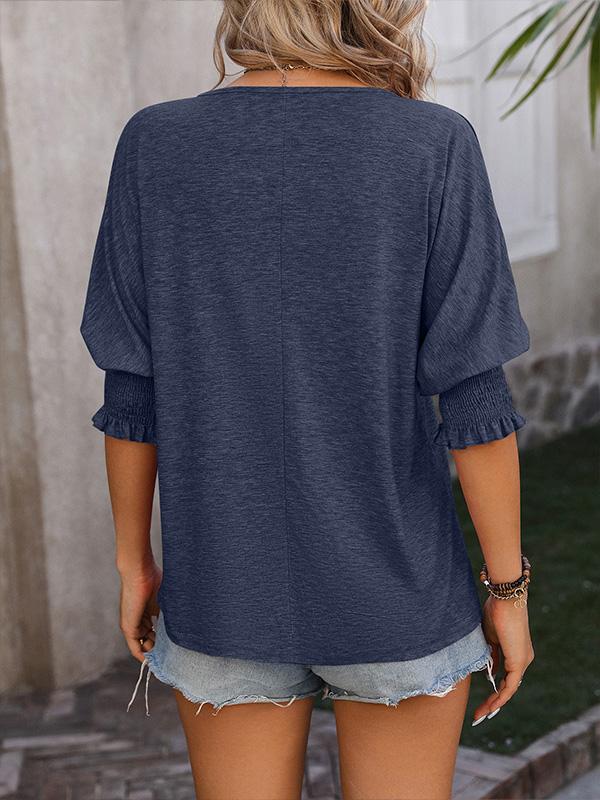 Loose V-neck and Dolman Sleeve T-shirt 51367206