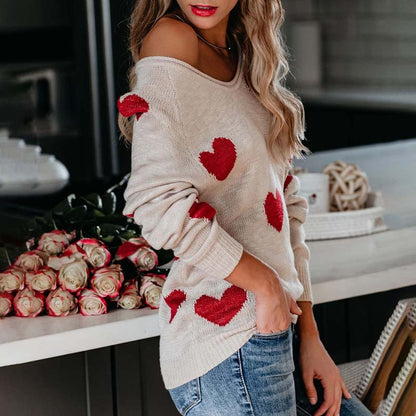 Heart Pattern Knit Sweater