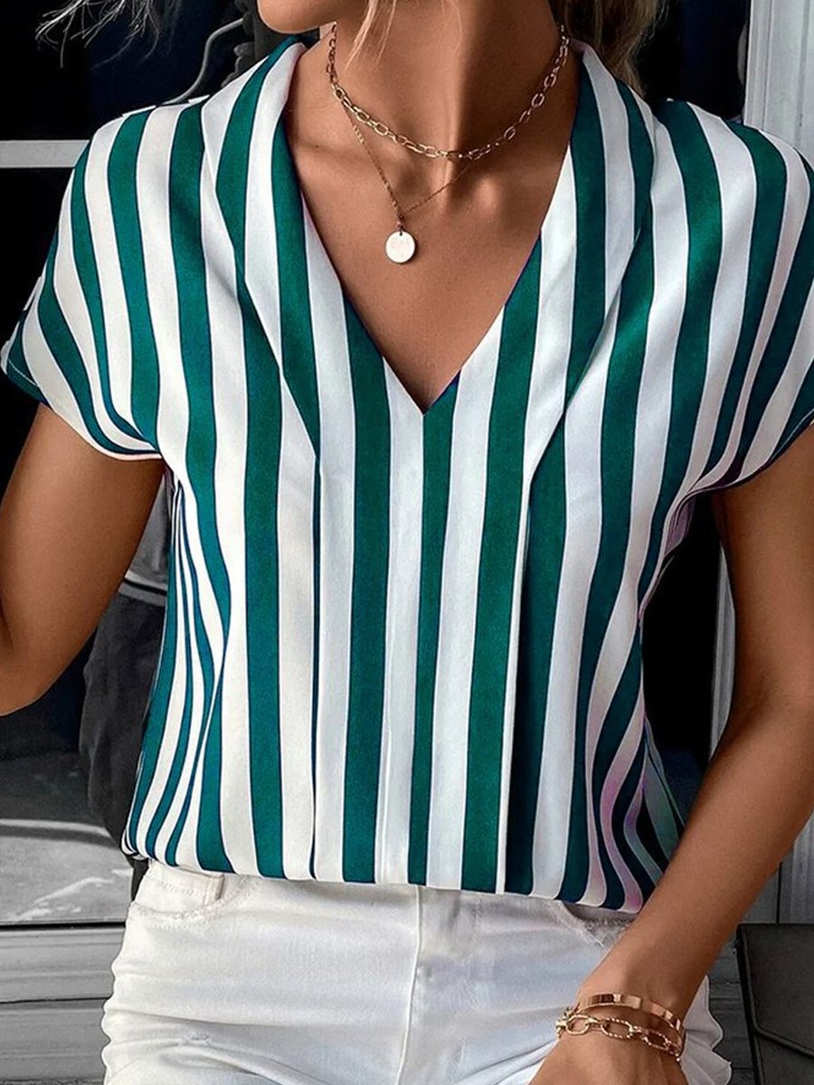 Striped Casual V-Neck T-Shirt