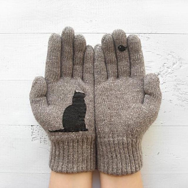 Casual Cartoon Printed Warm Gloves