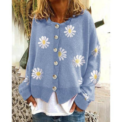 Elegant Casual Printed Knitted Coat